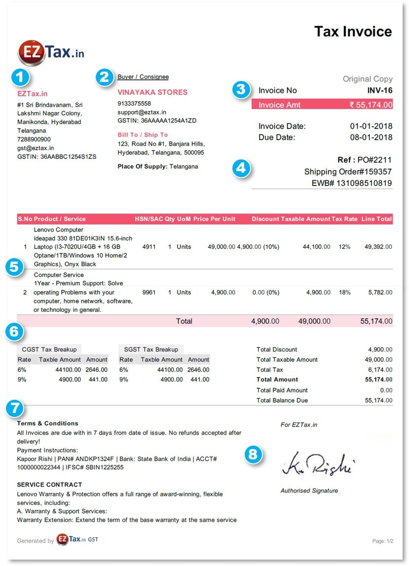 Tax Preparation Invoice Template from eztax.in